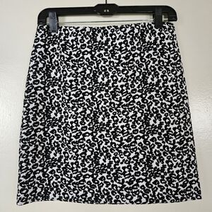 Express Black & White Leopard Print Mini Skirt - Size S